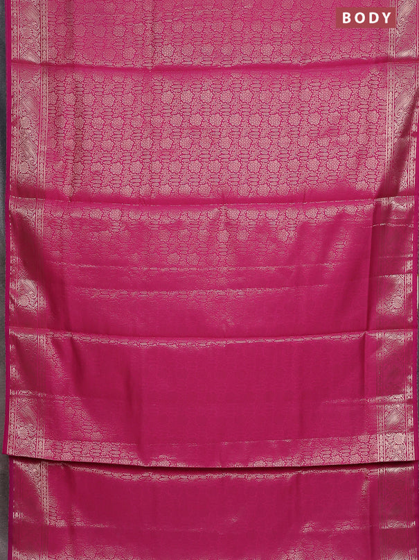 Semi soft silk saree pink with allover zari woven brocade weaves -Without blouse