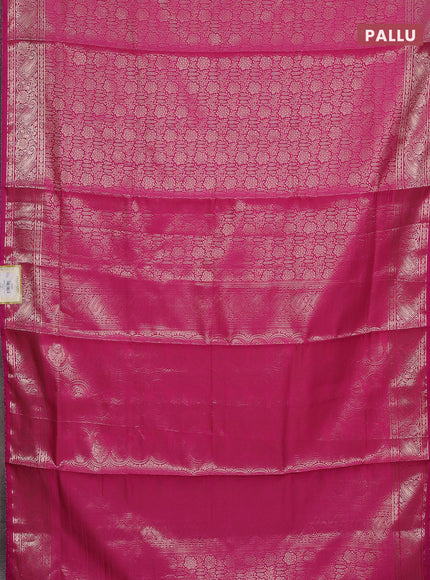 Semi soft silk saree pink with allover zari woven brocade weaves -Without blouse