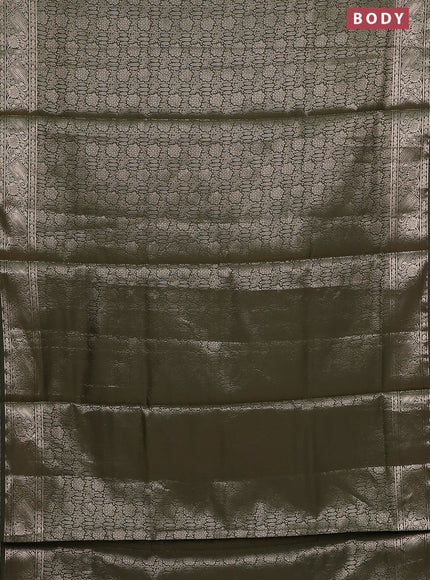 Semi soft silk saree sap green with allover zari woven brocade weaves -Without blouse