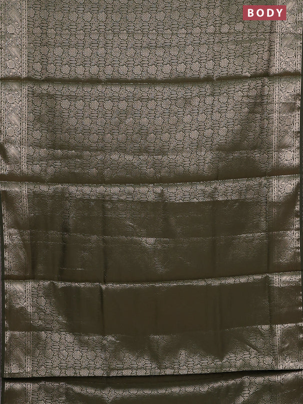 Semi soft silk saree sap green with allover zari woven brocade weaves -Without blouse