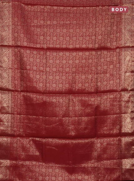 Semi soft silk saree maroon with allover zari woven brocade weaves -Without blouse