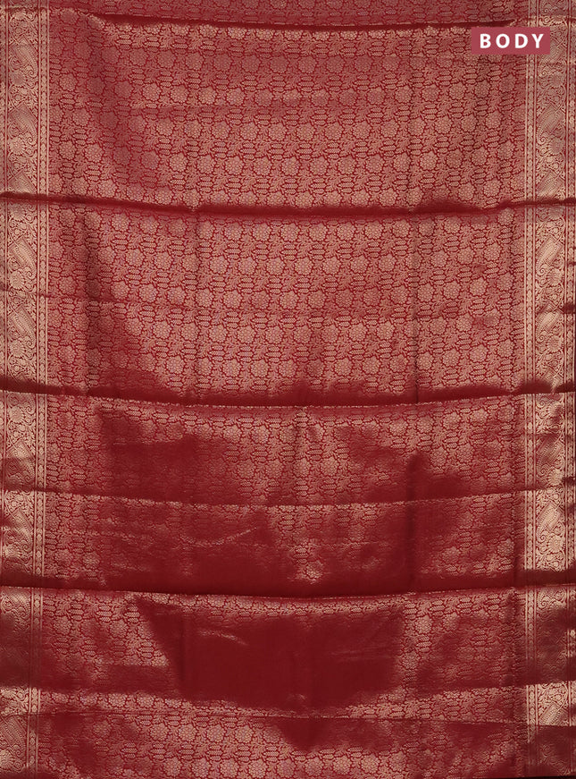 Semi soft silk saree maroon with allover zari woven brocade weaves -Without blouse