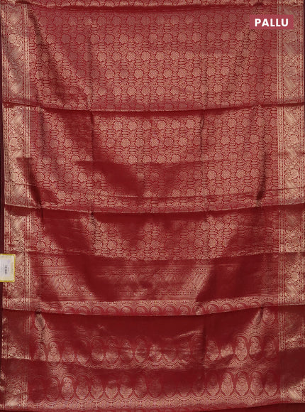 Semi soft silk saree maroon with allover zari woven brocade weaves -Without blouse