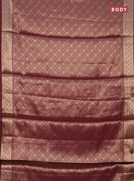 Semi soft silk saree maroon with allover zari woven brocade weaves -Without blouse