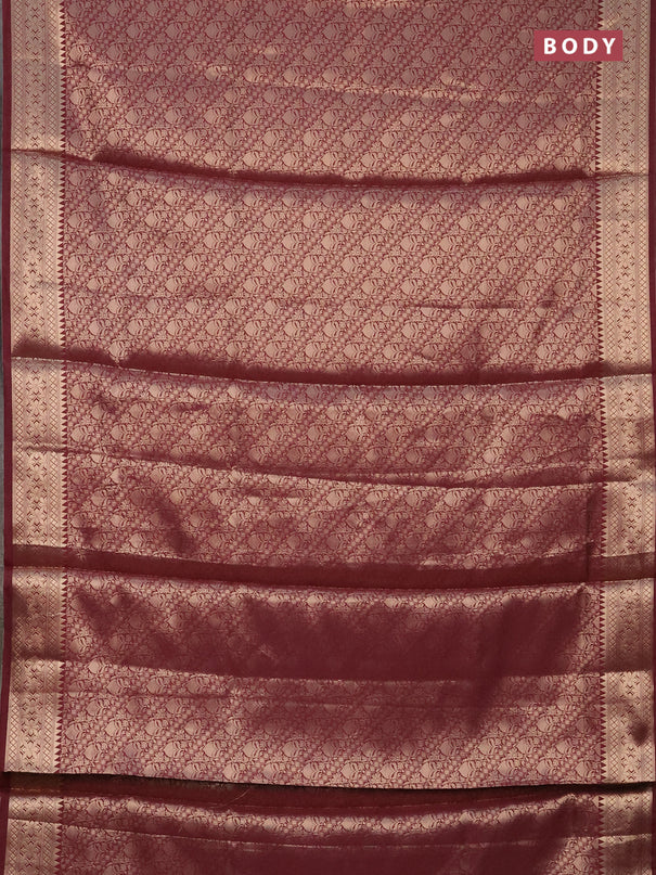 Semi soft silk saree maroon with allover zari woven brocade weaves -Without blouse