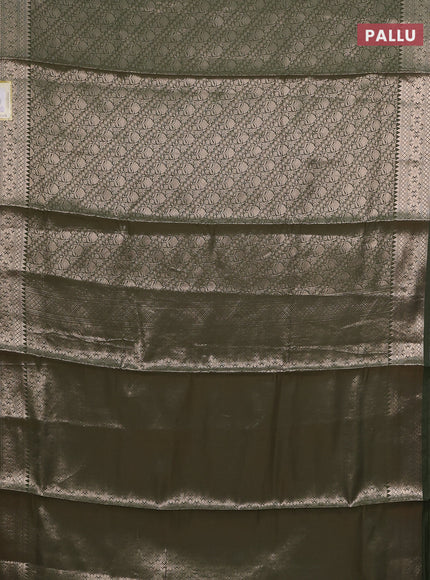 Semi soft silk saree sap green with allover zari woven brocade weaves -Without blouse