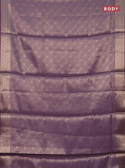 Semi soft silk saree pastel lavender with allover zari woven brocade weaves -Without blouse