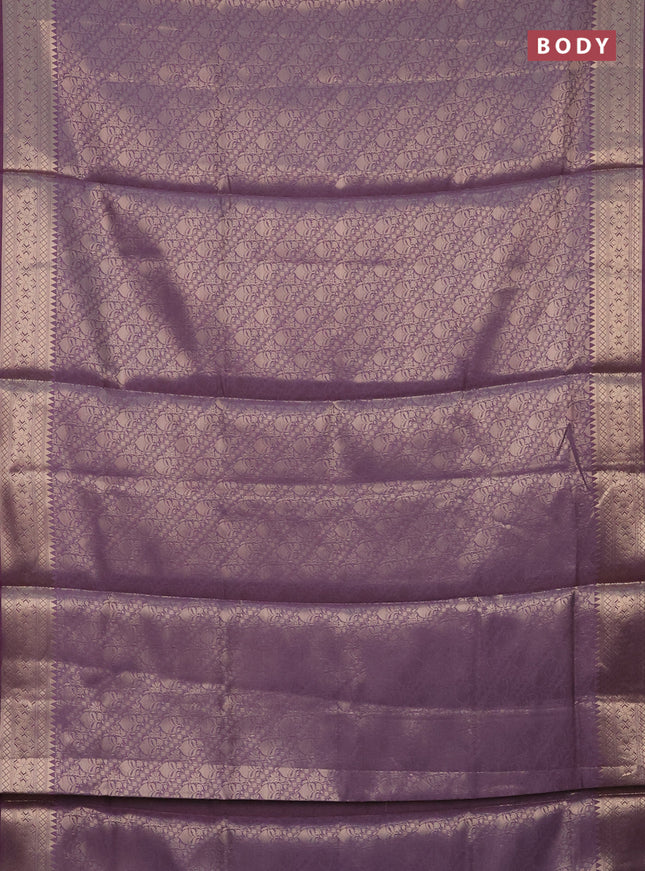 Semi soft silk saree pastel lavender with allover zari woven brocade weaves -Without blouse