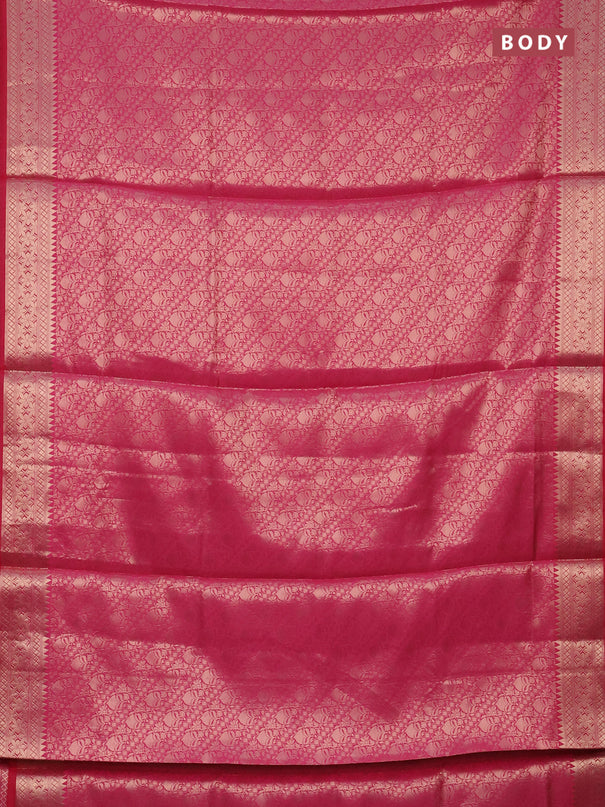 Semi soft silk saree pink with allover zari woven brocade weaves -Without blouse