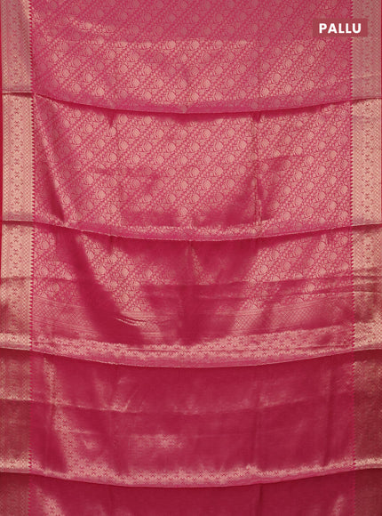 Semi soft silk saree pink with allover zari woven brocade weaves -Without blouse