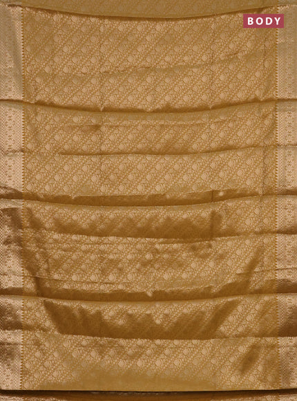 Semi soft silk saree mustard yellow with allover zari woven brocade weaves -Without blouse