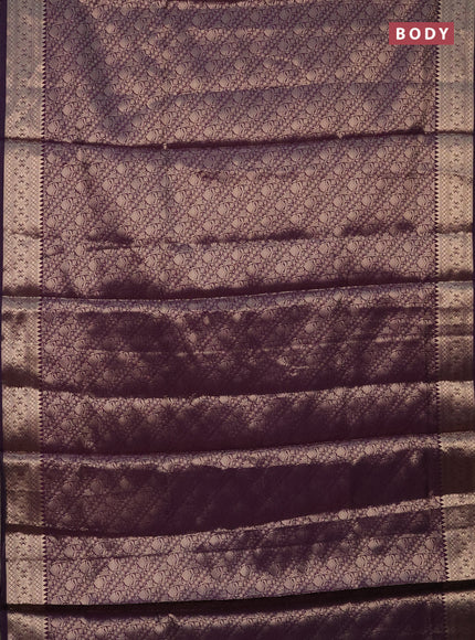 Semi soft silk saree deep purple with allover zari woven brocade weaves -Without blouse