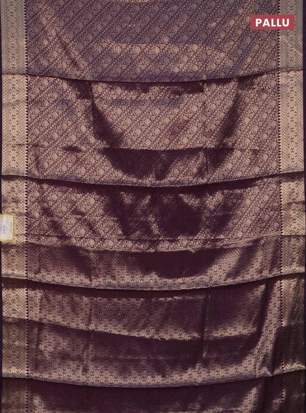 Semi soft silk saree deep purple with allover zari woven brocade weaves -Without blouse