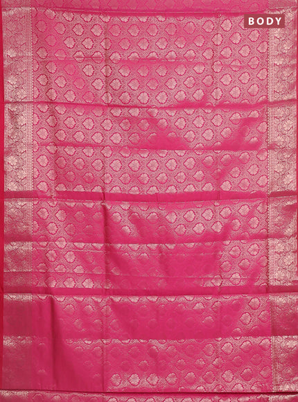 Semi soft silk saree pink with allover zari woven brocade weaves -Without blouse