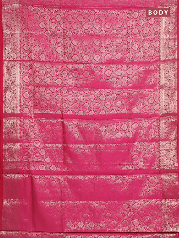 Semi soft silk saree pink with allover zari woven brocade weaves -Without blouse
