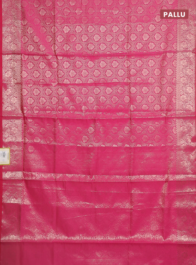 Semi soft silk saree pink with allover zari woven brocade weaves -Without blouse