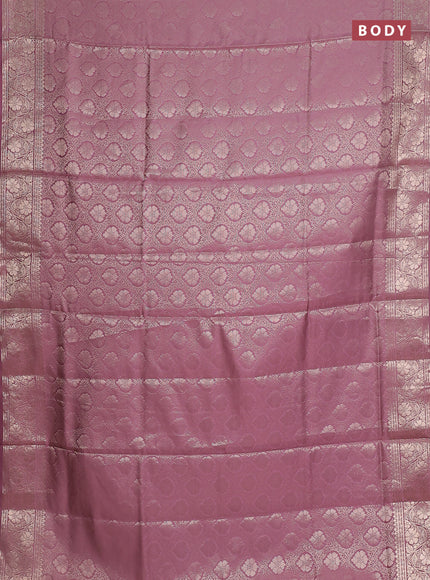Semi soft silk saree mild purple with allover zari woven brocade weaves -Without blouse