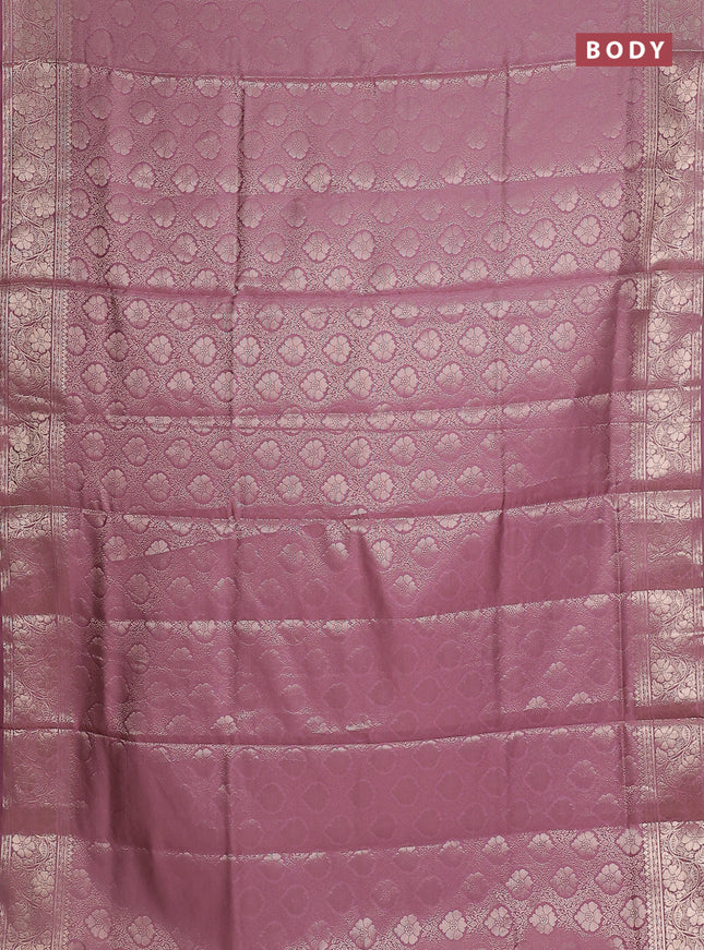 Semi soft silk saree mild purple with allover zari woven brocade weaves -Without blouse