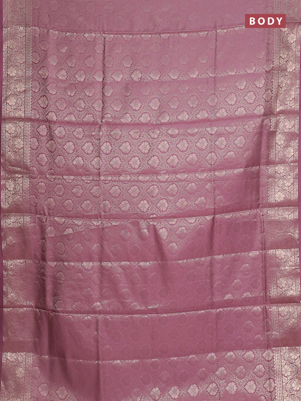 Semi soft silk saree mild purple with allover zari woven brocade weaves -Without blouse