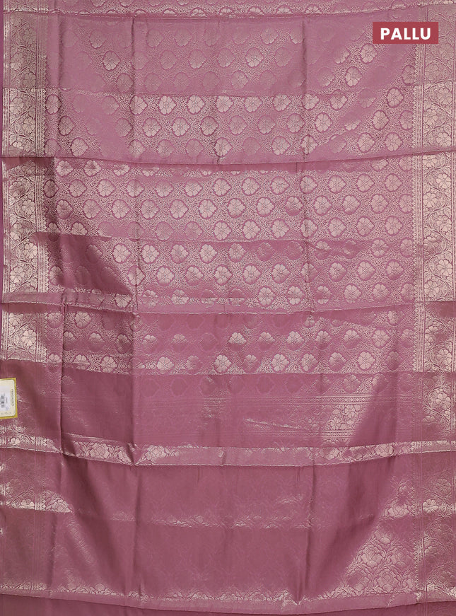 Semi soft silk saree mild purple with allover zari woven brocade weaves -Without blouse