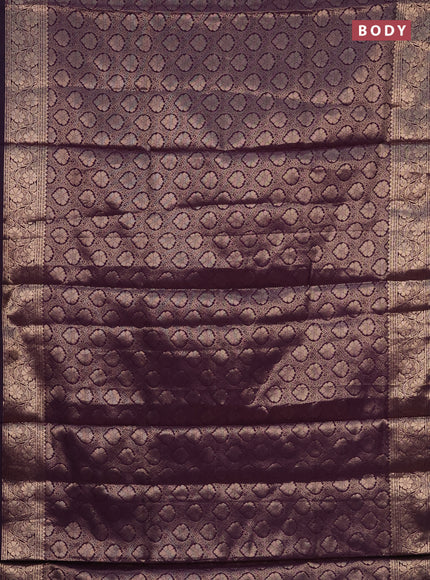 Semi soft silk saree deep purple with allover zari woven brocade weaves -Without blouse