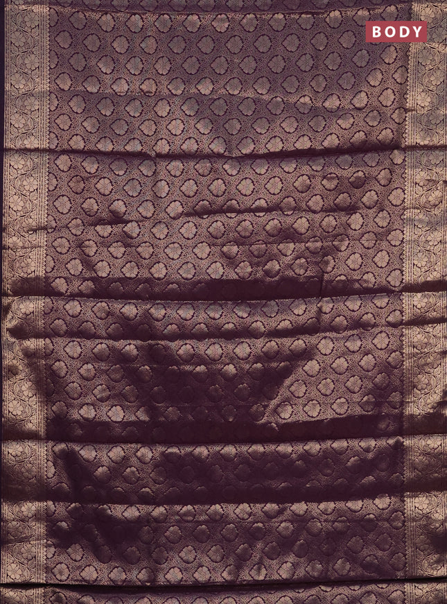 Semi soft silk saree deep purple with allover zari woven brocade weaves -Without blouse