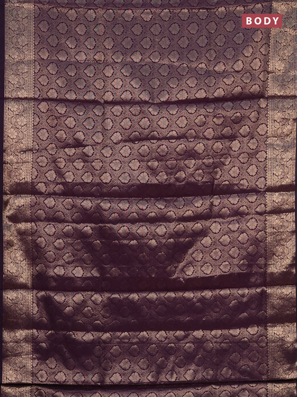 Semi soft silk saree deep purple with allover zari woven brocade weaves -Without blouse