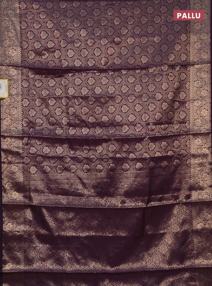 Semi soft silk saree deep purple with allover zari woven brocade weaves -Without blouse