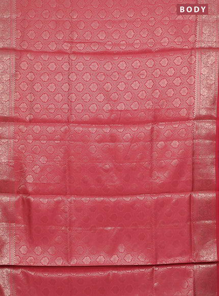 Semi soft silk saree peach pink with allover zari woven brocade weaves -Without blouse