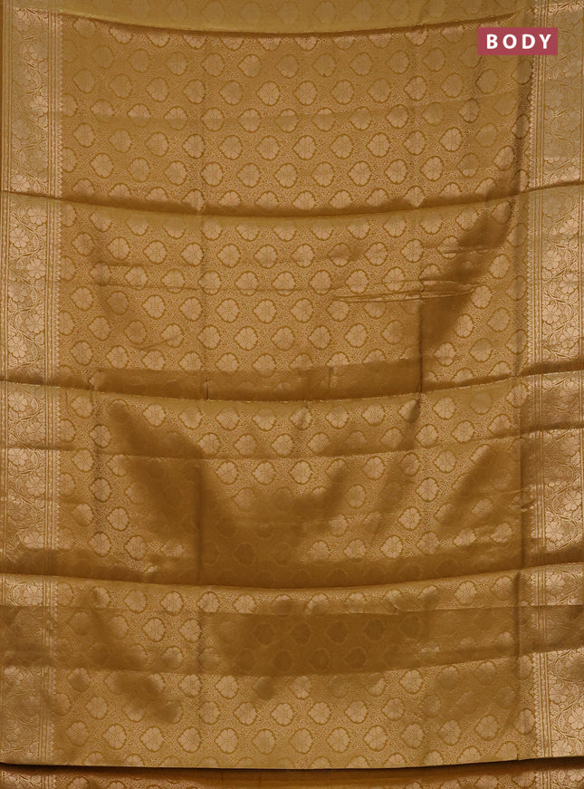 Semi soft silk saree mustard yellow with allover zari woven brocade weaves -Without blouse
