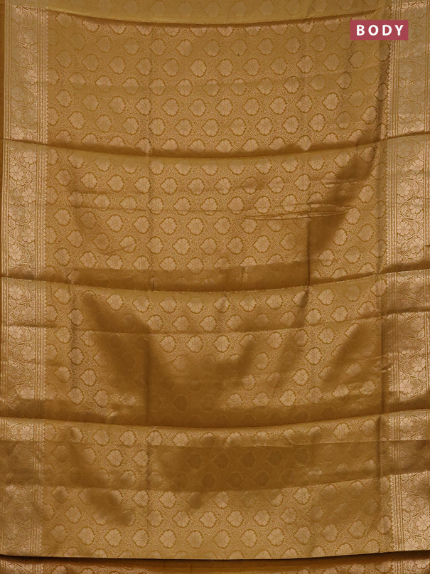 Semi soft silk saree mustard yellow with allover zari woven brocade weaves -Without blouse