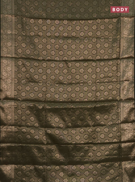 Semi soft silk saree sap green with allover zari woven brocade weaves -Without blouse