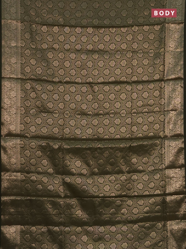 Semi soft silk saree sap green with allover zari woven brocade weaves -Without blouse