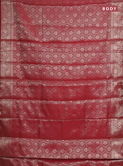 Semi soft silk saree maroon with allover zari woven brocade weaves -Without blouse