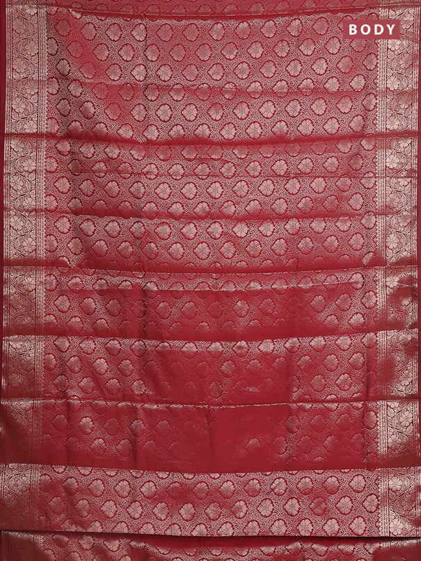 Semi soft silk saree maroon with allover zari woven brocade weaves -Without blouse