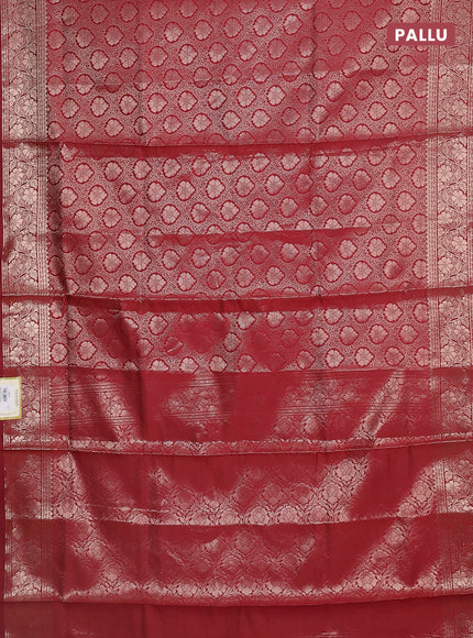 Semi soft silk saree maroon with allover zari woven brocade weaves -Without blouse