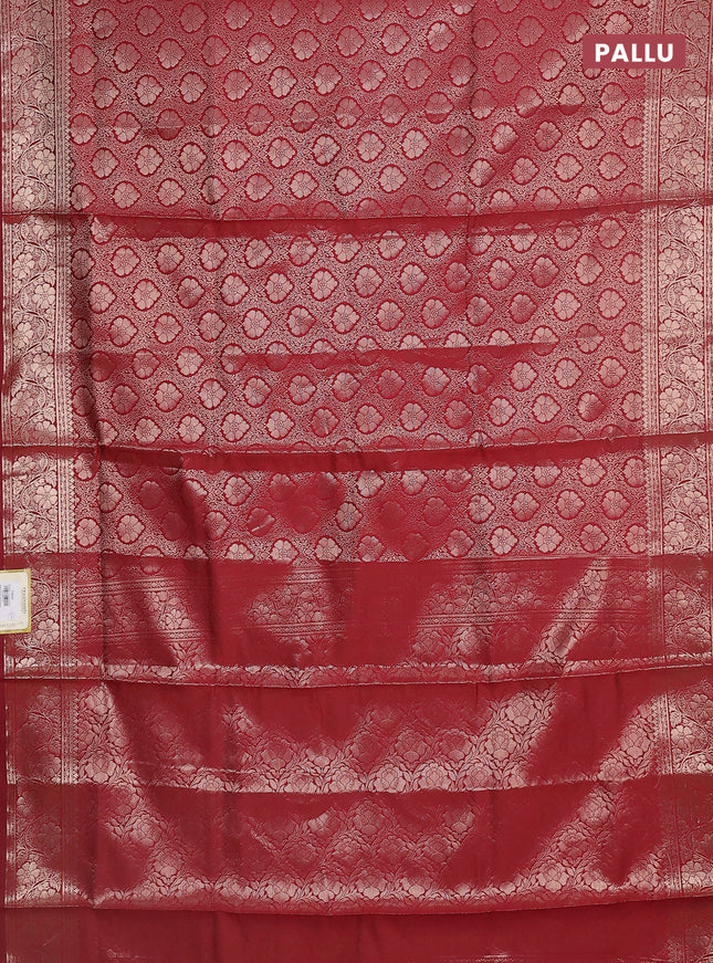 Semi soft silk saree maroon with allover zari woven brocade weaves -Without blouse