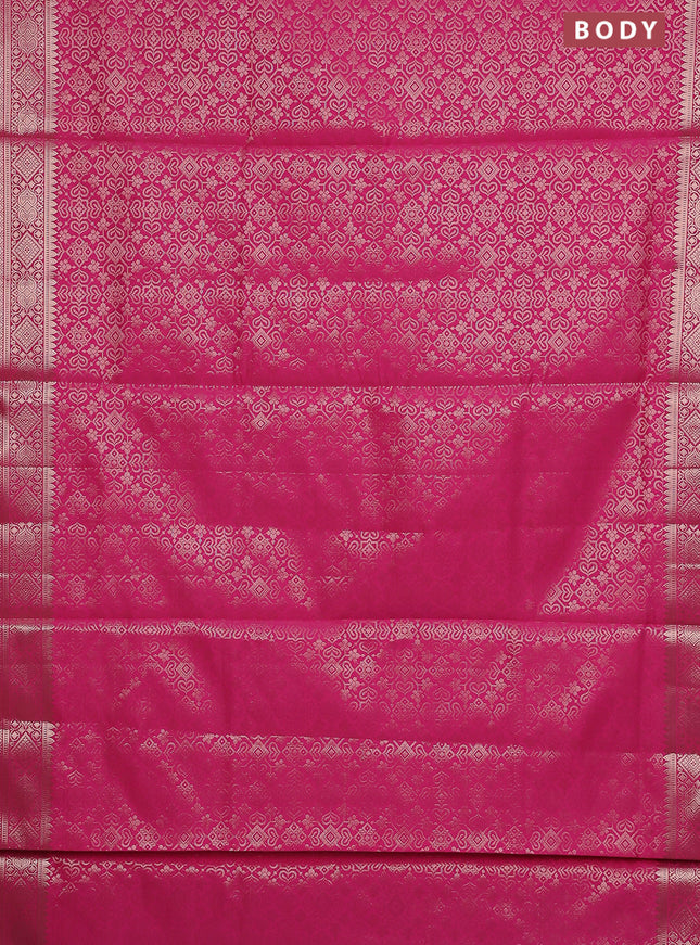 Semi soft silk saree pink with allover zari woven brocade weaves -Without blouse