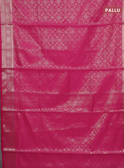 Semi soft silk saree pink with allover zari woven brocade weaves -Without blouse
