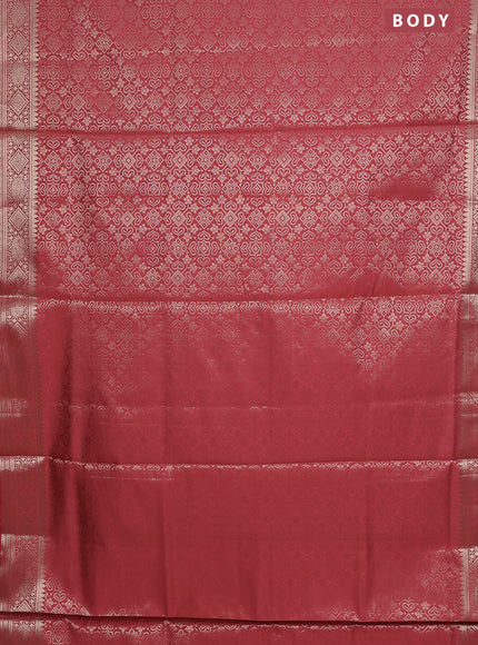 Semi soft silk saree peach pink with allover zari woven brocade weaves -Without blouse