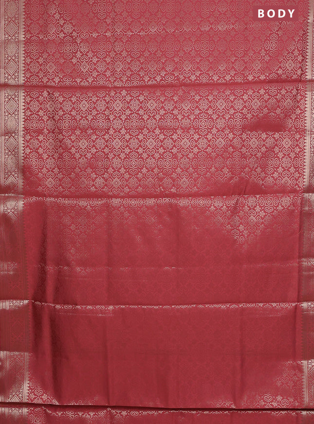 Semi soft silk saree peach pink with allover zari woven brocade weaves -Without blouse