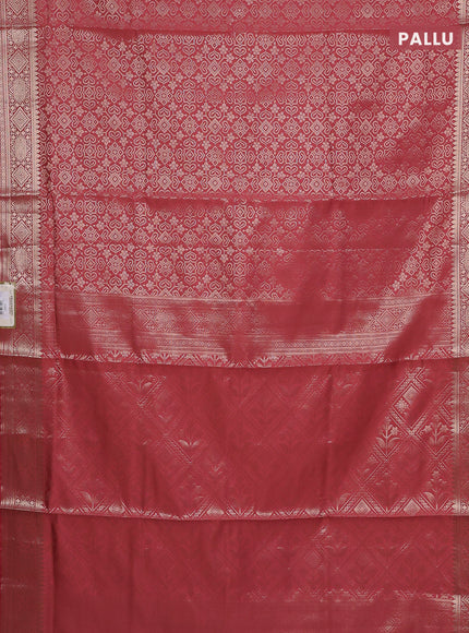 Semi soft silk saree peach pink with allover zari woven brocade weaves -Without blouse