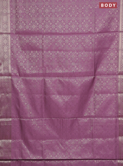 Semi soft silk saree mild purple with allover zari woven brocade weaves -Without blouse