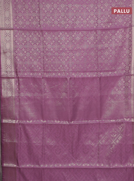 Semi soft silk saree mild purple with allover zari woven brocade weaves -Without blouse