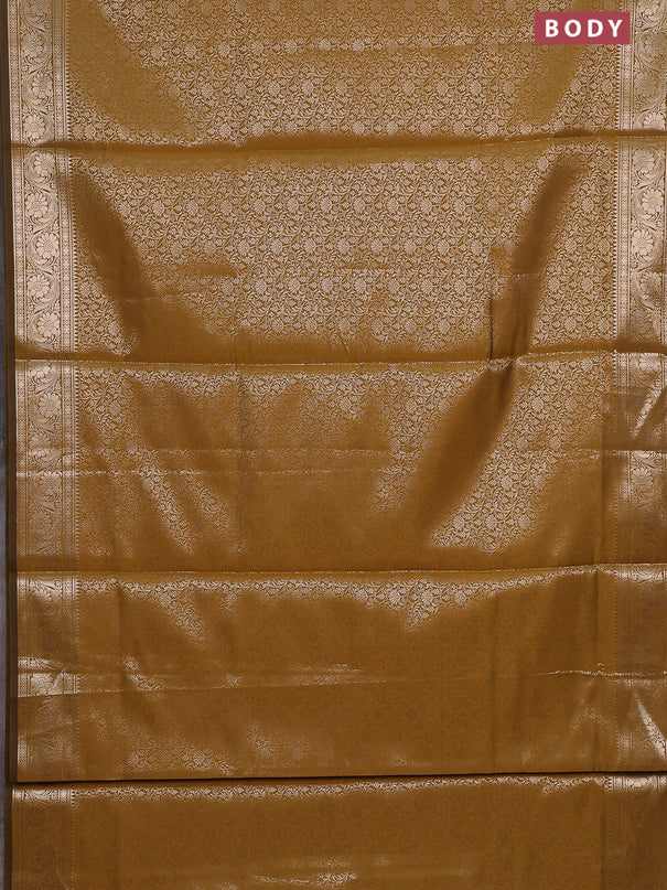 Semi soft silk saree mustard yellow with allover zari woven brocade weaves -Without blouse