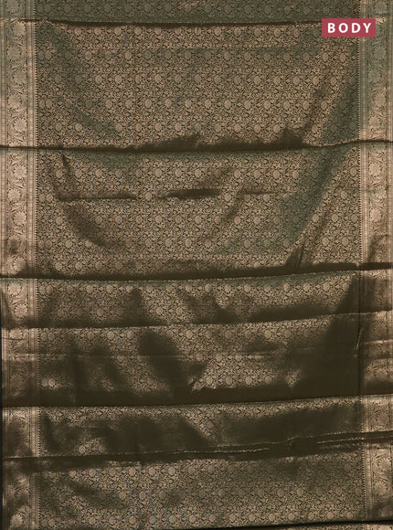Semi soft silk saree sap green with allover zari woven brocade weaves -Without blouse