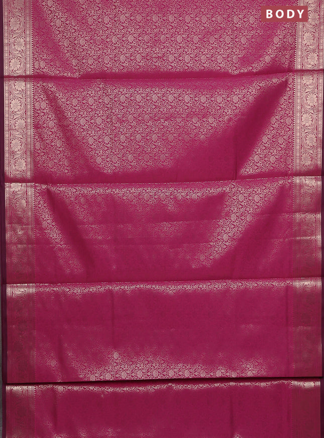 Semi soft silk saree pink with allover zari woven brocade weaves -Without blouse