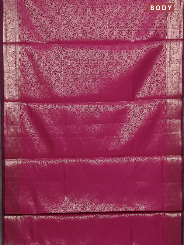 Semi soft silk saree pink with allover zari woven brocade weaves -Without blouse