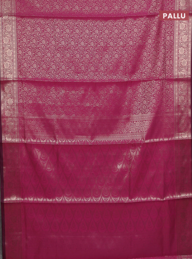 Semi soft silk saree pink with allover zari woven brocade weaves -Without blouse