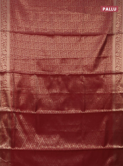 Semi soft silk saree maroon with allover zari woven brocade weaves -Without blouse
